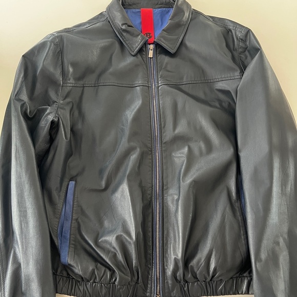 Baldinini Men's Blue Leather Jacket - Picture 3 of 12